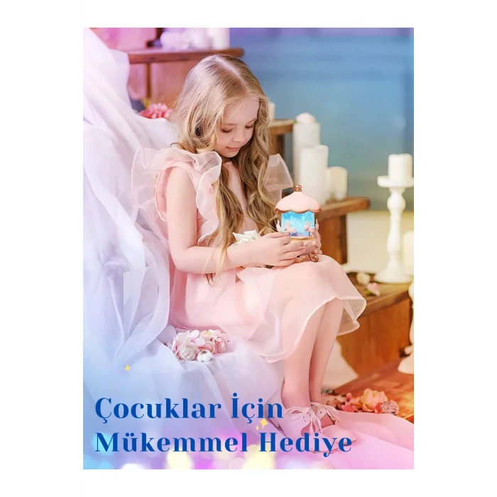 BUĞZ Bej renkli, masa üstü kullanıma uygun, şarj edilebilir ve projektör özellikli gece lambası.