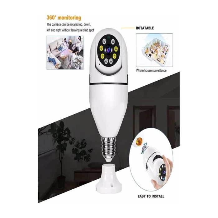 BUĞZ Beyaz 360 derece dönebilen gece görüşlü kablosuz wifi IP kamera HD kayıt SD kart destekli