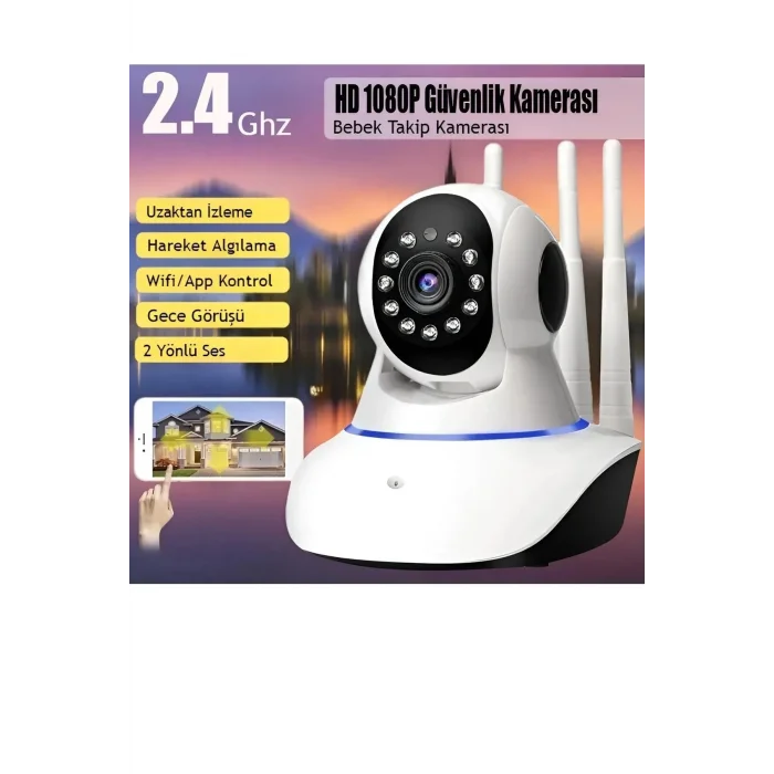 BUĞZ Beyaz 360° wifi ip güvenlik kamera gece görüşlü sensörlü SD kart destekli HD kayıt H.264
