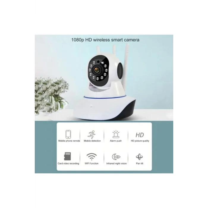 BUĞZ Beyaz 360° wifi ip güvenlik kamera gece görüşlü sensörlü SD kart destekli HD kayıt H.264