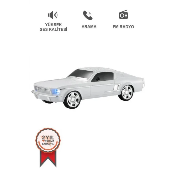 BUĞZ Beyaz araba tasarım Bluetooth özellikli USB AUX FM radyo ve LED ışıklı hoparlör - Elektronik