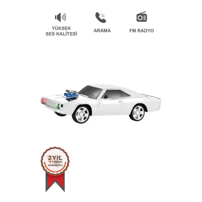 BUĞZ Beyaz araba tasarım Bluetooth özellikli USB AUX FM radyo ve LED ışıklı nostaljik hoparlör
