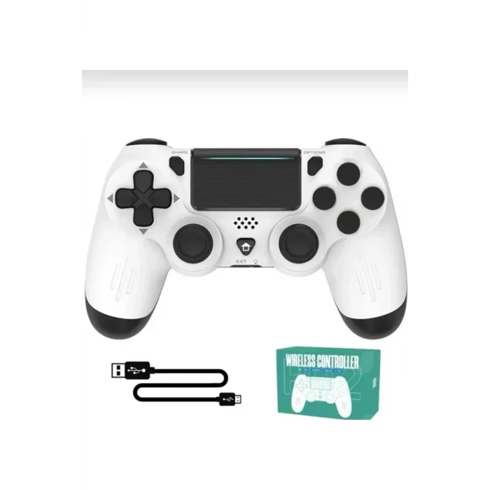 BUĞZ Beyaz Bluetooth bağlantılı Playstation 4 uyumlu kablosuz joystick oyun kolu - Var Hızlı Şarj