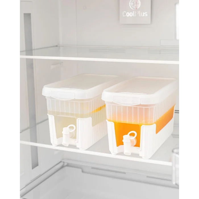 BUĞZ Beyaz Buzdolabı İçi Musluklu Ayaklı Su -Limonata - İçecek Sebili Piknik Bidonu 4 LT