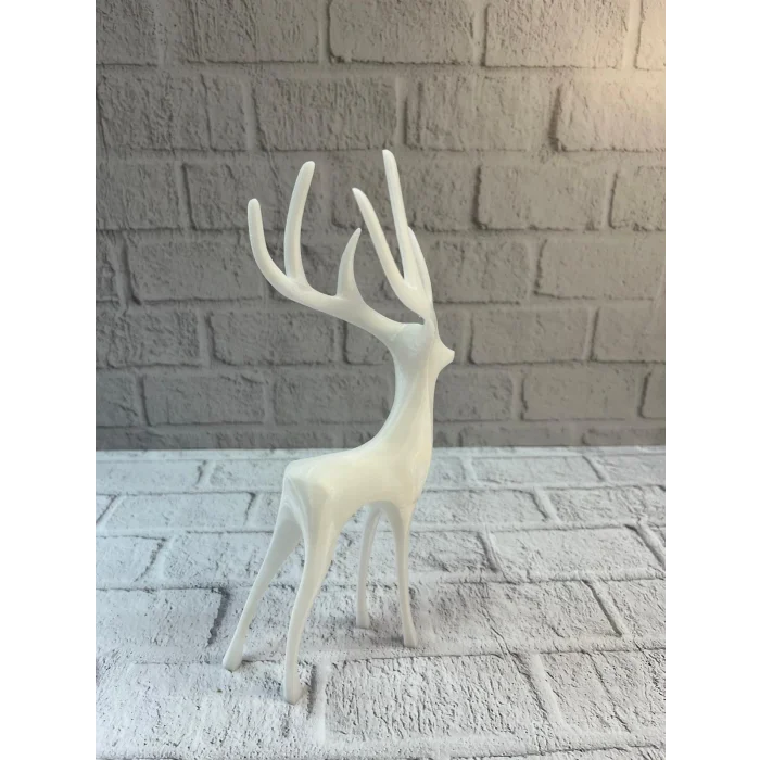 BUĞZ Beyaz Dekoratif Geyik Figürü Şık Ev Aksesuarı