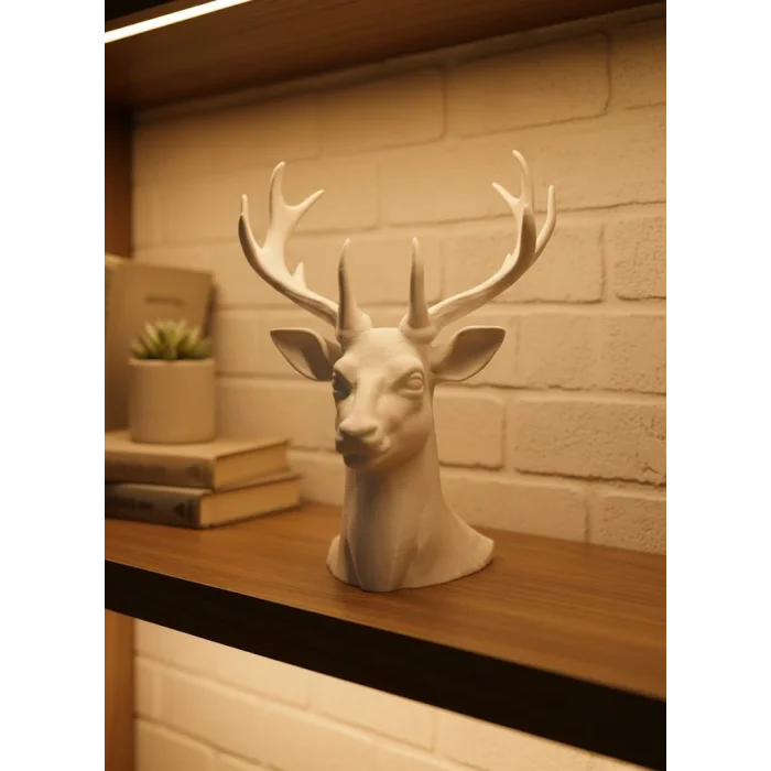 BUĞZ Beyaz Geyik Biblo 23 cm Dekoratif Modern Tasarım
