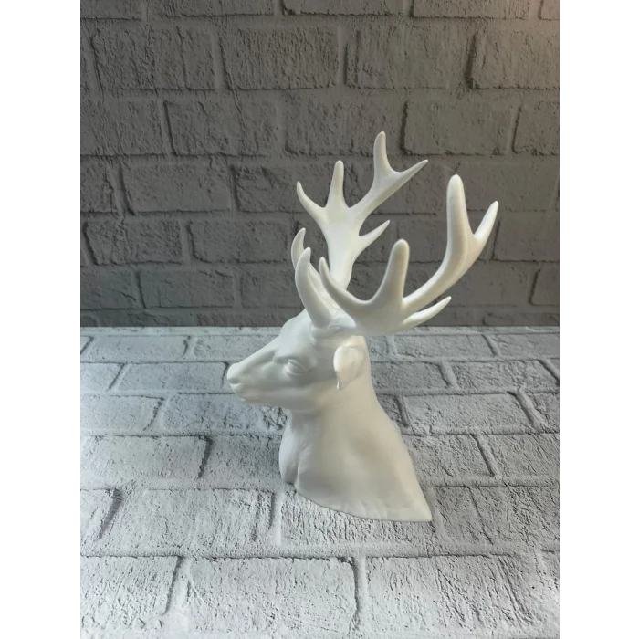 BUĞZ Beyaz Geyik Biblo 23 cm Dekoratif Modern Tasarım