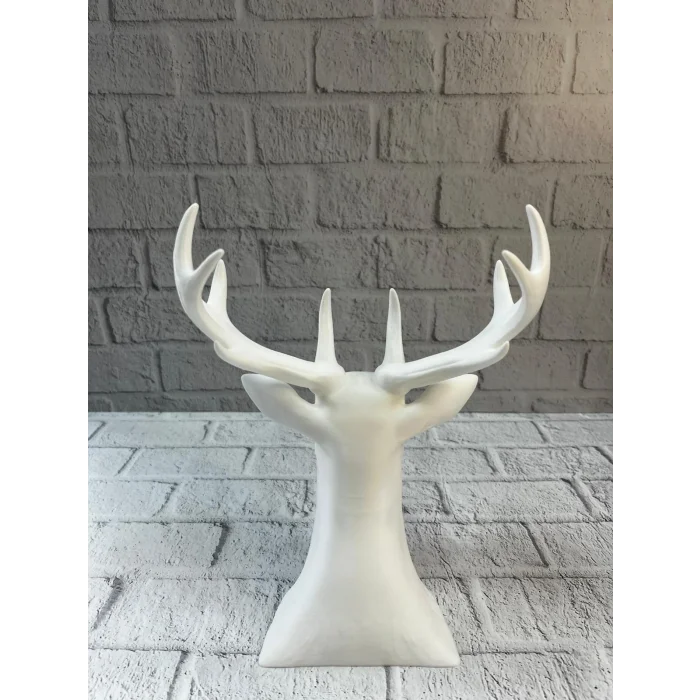 BUĞZ Beyaz Geyik Biblo 23 cm Dekoratif Modern Tasarım