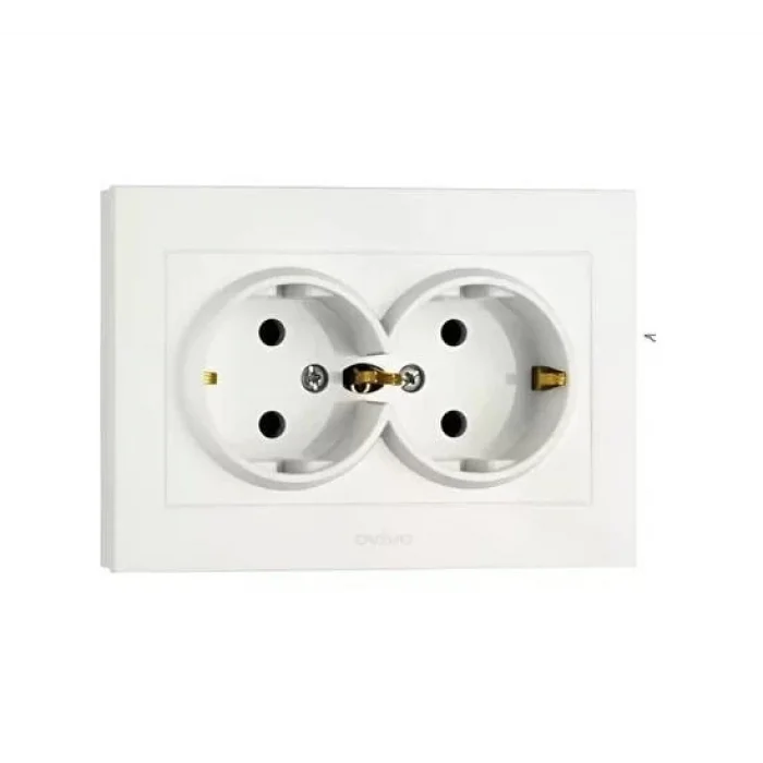  Beyaz İkili Topraklı Priz Çerçeveli Mina - Priz ve Anahtar İçin Uyumlu Çerçeve