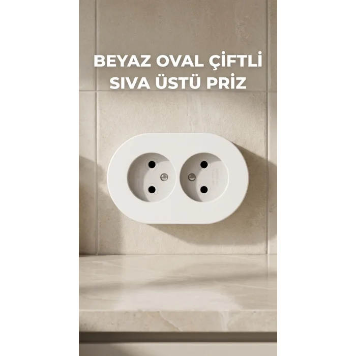 BUĞZ Beyaz İkili Topraklı Priz Duvar Tipi Modern Tasarım