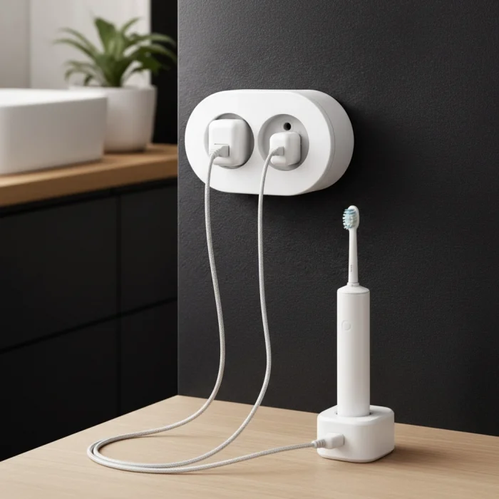 BUĞZ Beyaz İkili Topraklı Sıva Üstü Duvar Prizi - Dekoratif Elektrik Çözümü