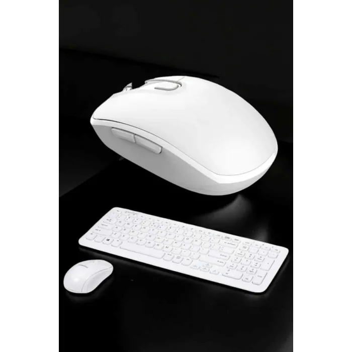  Beyaz Kablosuz Klavye Fare Seti Kablosuz Fare USB Alıcı PC Uyumlu