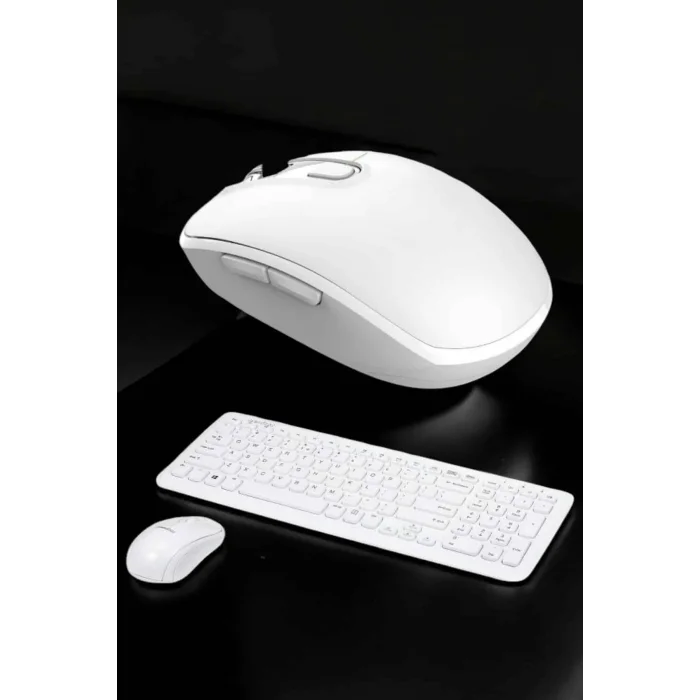  Beyaz Kablosuz Klavye Fare Seti Kablosuz Fare USB Alıcı PC Uyumlu