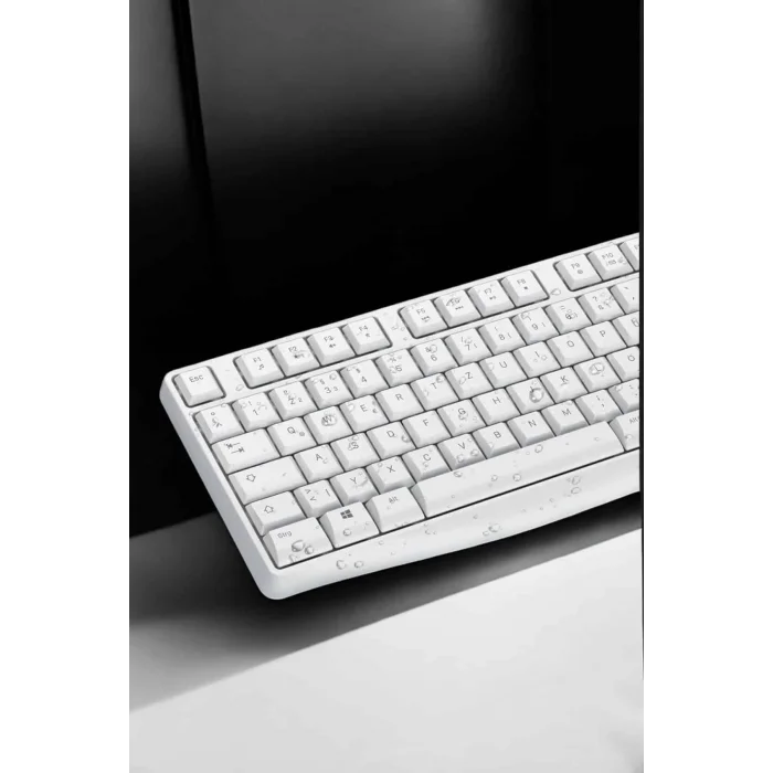  Beyaz Kablosuz Klavye Fare Seti Kablosuz Fare USB Alıcı PC Uyumlu