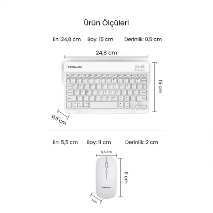 BUĞZ Beyaz Kablosuz Klavye Ve Mouse Seti