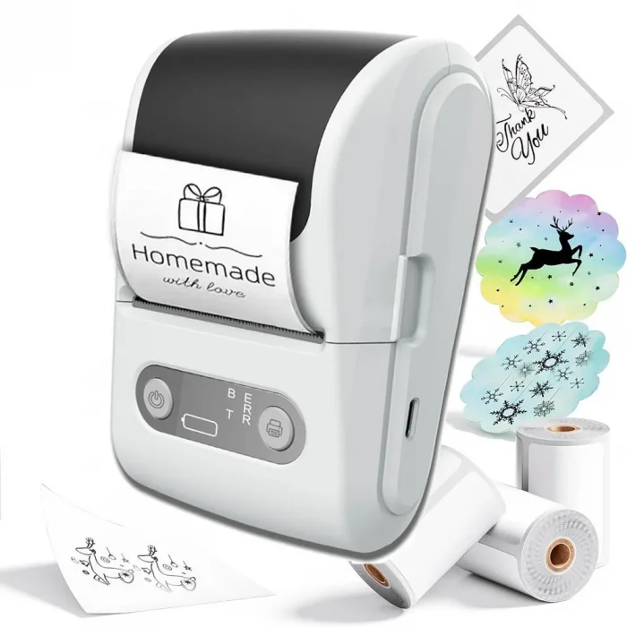 BUĞZ Beyaz Kablosuz Portatif Etiket Yazıcısı