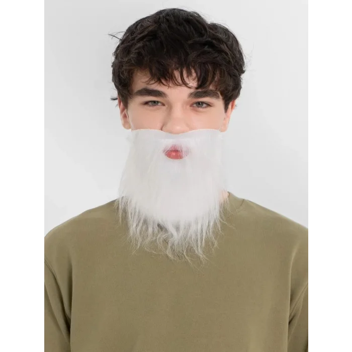 BUĞZ Beyaz Kırçıllı Arkadan Lastikli Beyaz Takma Sakal Yetişkin Çocuk Uyumlu