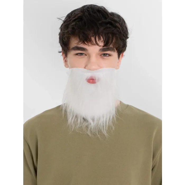 BUĞZ Beyaz Kırçıllı Arkadan Lastikli Beyaz Takma Sakal Yetişkin Çocuk Uyumlu