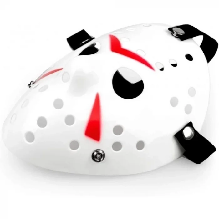  Beyaz Kırmızı Çizgili Tam Yüz Hokey Maskesi