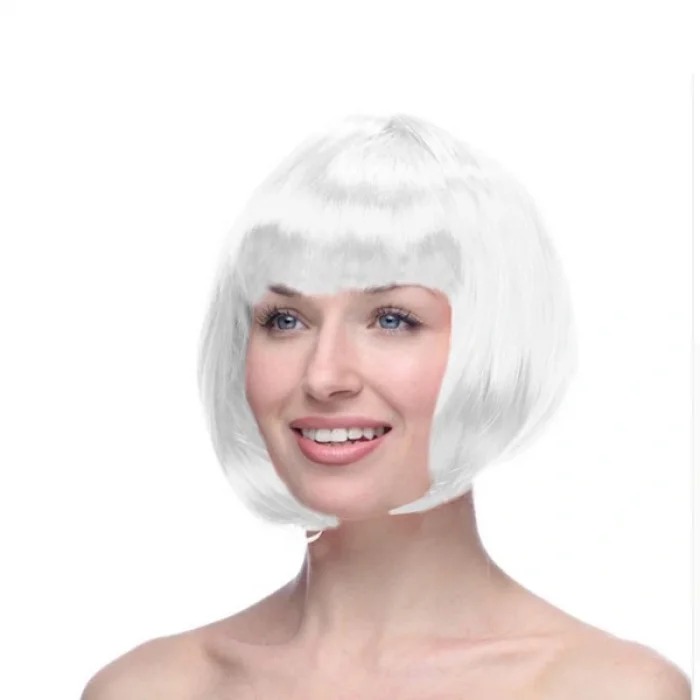 BUĞZ Beyaz Küt Peruk Saç