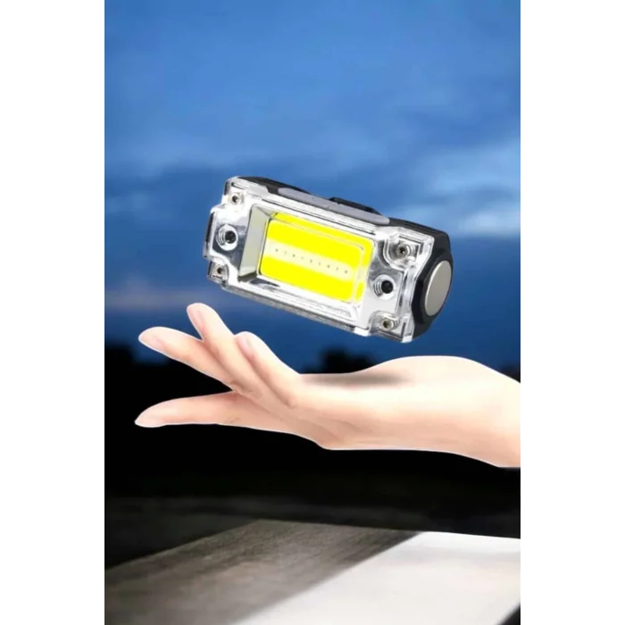  Beyaz Led Işık Sensörlü Kafa Lambası Lityum Batarya Led El Fenerli Şarjlı