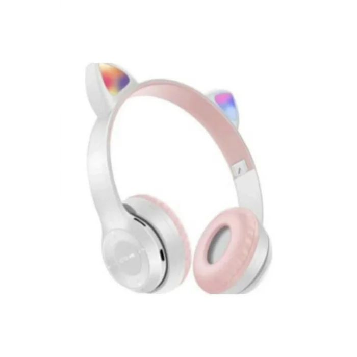 BUĞZ Beyaz LED Işıklı Bluetooth Kulak Üstü Kulaklık, Mikrofonlu ve Kablolu Bağlantı Seçeneği