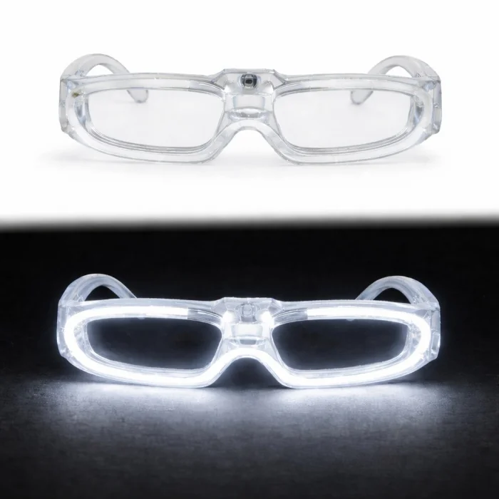 BUĞZ Beyaz LED Işıklı Parti Gözlüğü - 3 Modlu