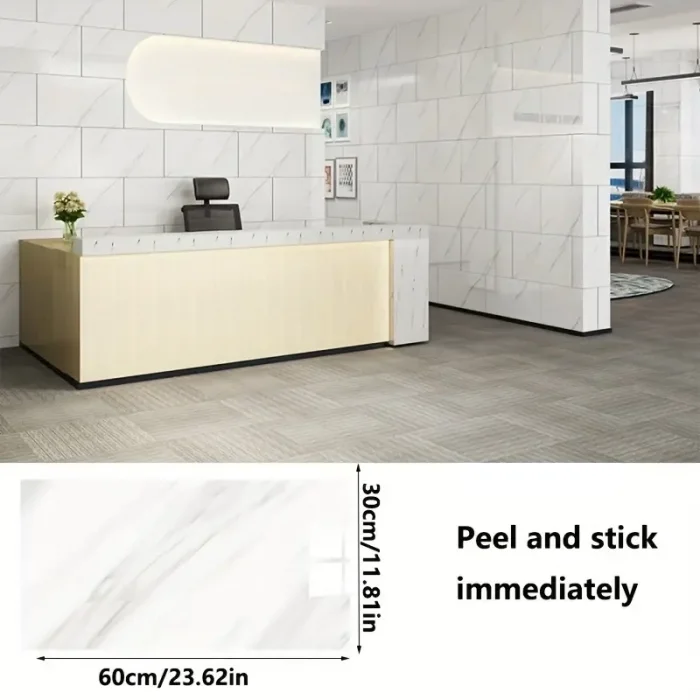 BUĞZ Beyaz Mermer Desenli Alüminyum Plastik Duvar Sticker