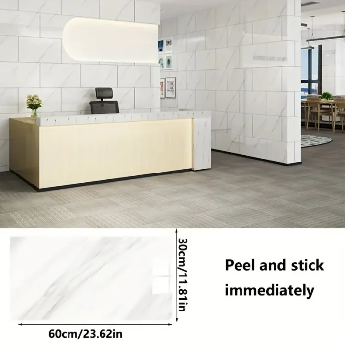 BUĞZ Beyaz Mermer Desenli Alüminyum Plastik Duvar Sticker - Lisinya