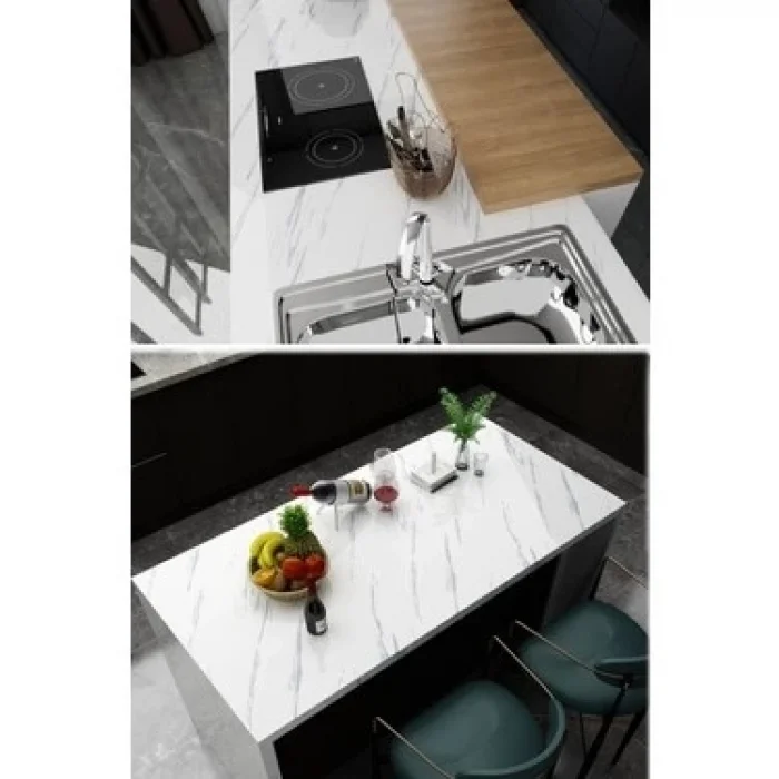 BUĞZ Beyaz Mermer Desenli Yapışkanlı Tezgah Folyosu (3 Mt.x 60 Cm) - BUĞZ