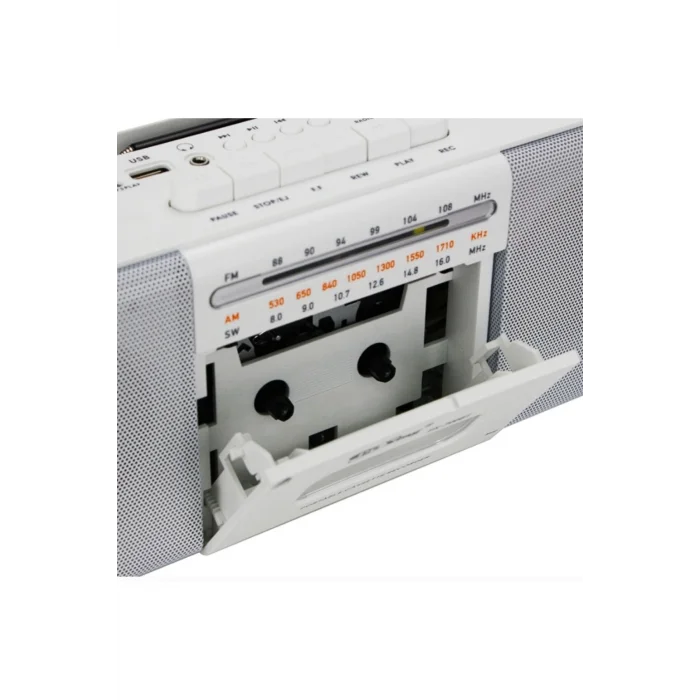 BUĞZ Beyaz nostaljik radyo Bluetooth bağlantılı FM radyo USB MP3 çalar kaset çalar 2 yıl garantili