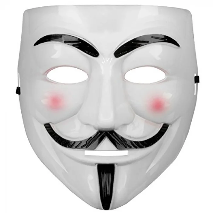 BUĞZ Beyaz Pembe Yanaklı V For Vendetta Maskesi