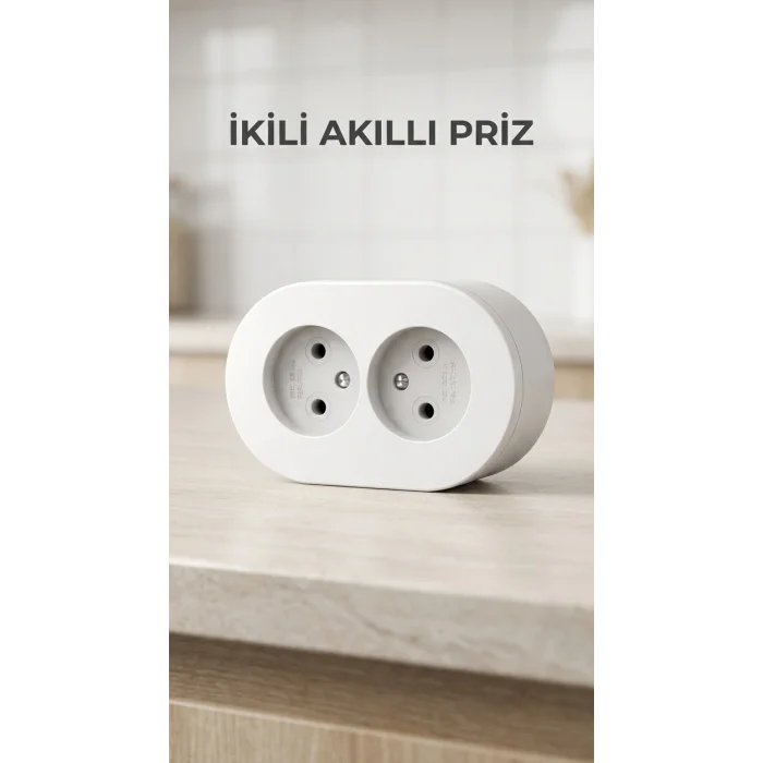 BUĞZ Beyaz Renk Çift Girişli Sıva Üstü Topraklı Duvar Prizi