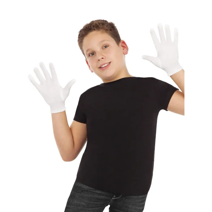 BUĞZ Beyaz Renk Çocuk Boy Likralı Pandomim Eldiveni Bx40