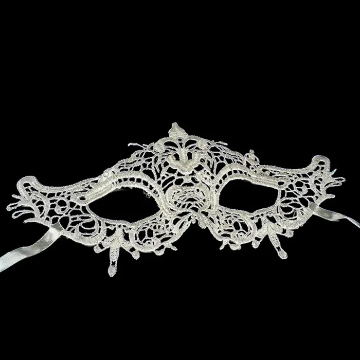 BUĞZ Beyaz Renk Dantel Kesim Dantel İşlemeli Balo Parti Maskesi 2 No