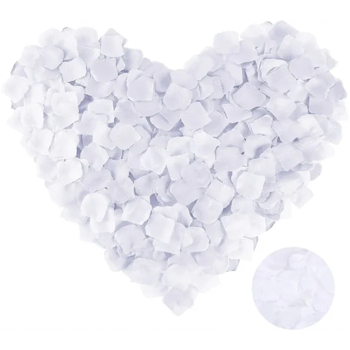  Beyaz Renk Gül Yaprağı Şekilli Konfeti 1 Paket 100 Adet