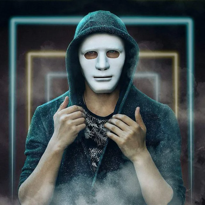 BUĞZ Beyaz Renk Hip Hop Anonim Jabbawockeez Dans Maskesi 18x19 cm