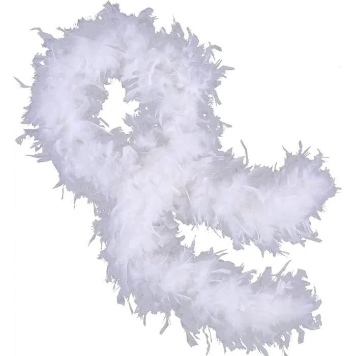 BUĞZ Beyaz Renk Kabarık Kalın Otriş Boa Tüy 6 Cm Genişlik 180-200 Cm Uzunluk