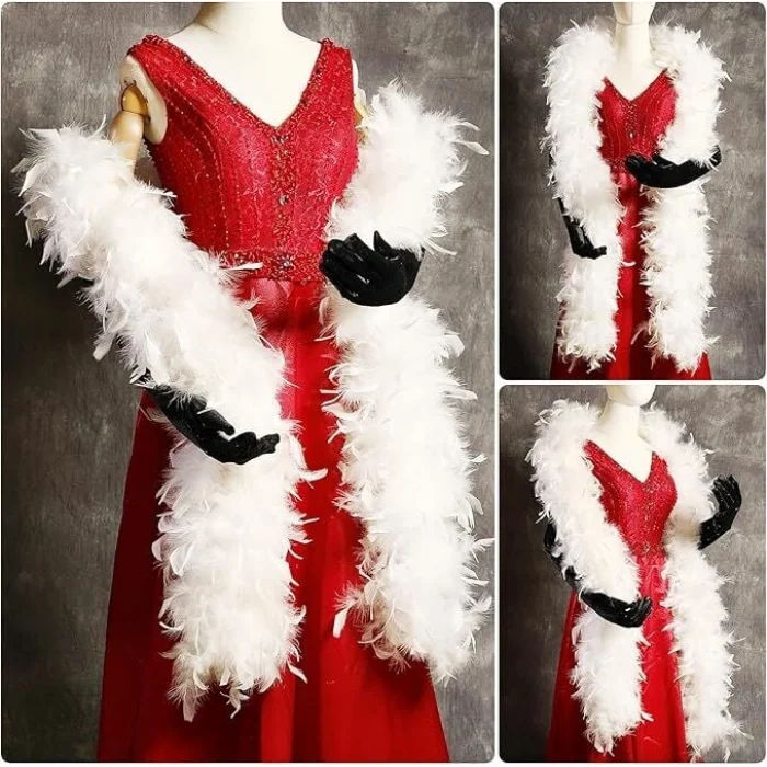 BUĞZ Beyaz Renk Kabarık Kalın Otriş Boa Tüy 6 cm Genişlik 180-200 cm Uzunluk