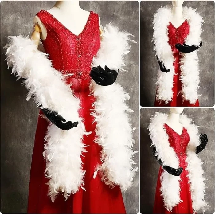 BUĞZ Beyaz Renk Kabarık Kalın Otriş Boa Tüy 6 Cm Genişlik 180-200 Cm Uzunluk - Lisinya