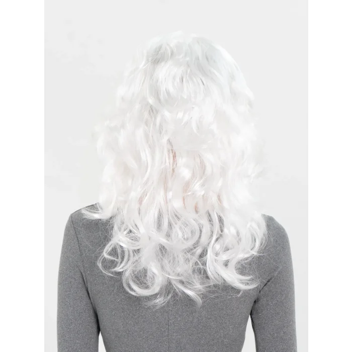 BUĞZ Beyaz Renk Kahküllü Dalgalı Uzun Parti Peruğu