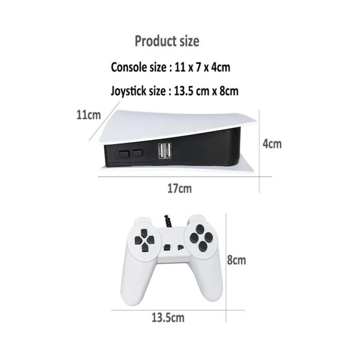 BUĞZ Beyaz renkli 8Bit USB bağlantılı taşınabilir 2 kollu retro temalı video oyun konsolu