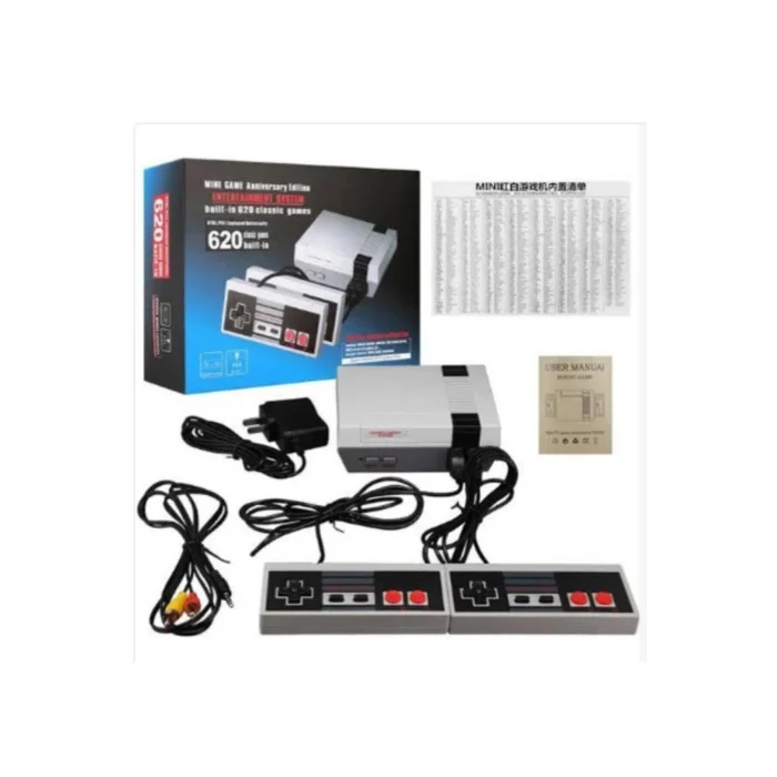 BUĞZ Beyaz retro mini oyun konsolu 620 oyunlu HDMI bağlantılı bluetoothsuz televizyon atarisi