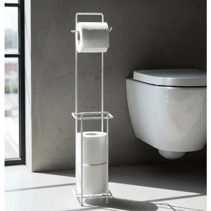 BUĞZ Beyaz Standlı Yedek Hazneli Tuvalet Kağıtlığı