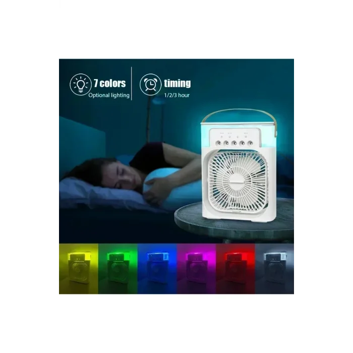 BUĞZ Beyaz taşınabilir LED gece lambalı masa üstü buz sulu buhar hava soğutucu fan vantilatör