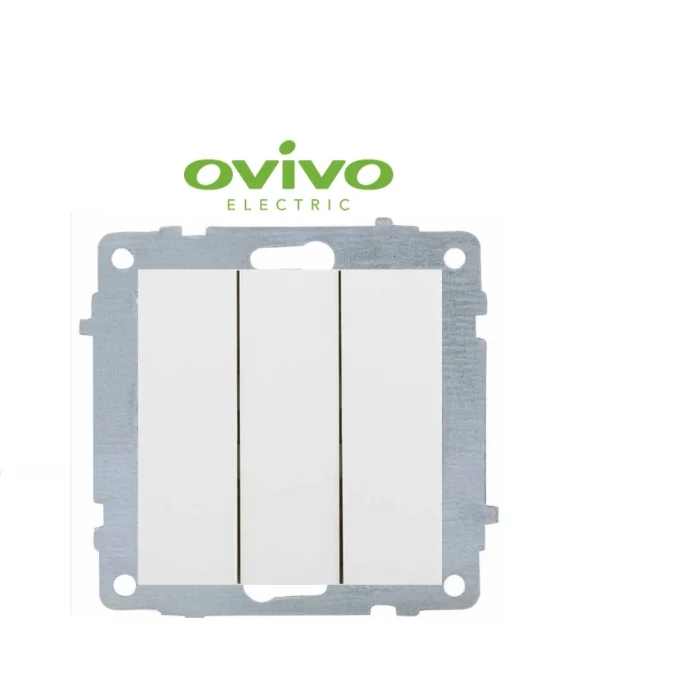  Beyaz Üçlü Anahtar Çerçevesiz Grano - Priz ve Anahtar İçin Uyumlu Çerçeve