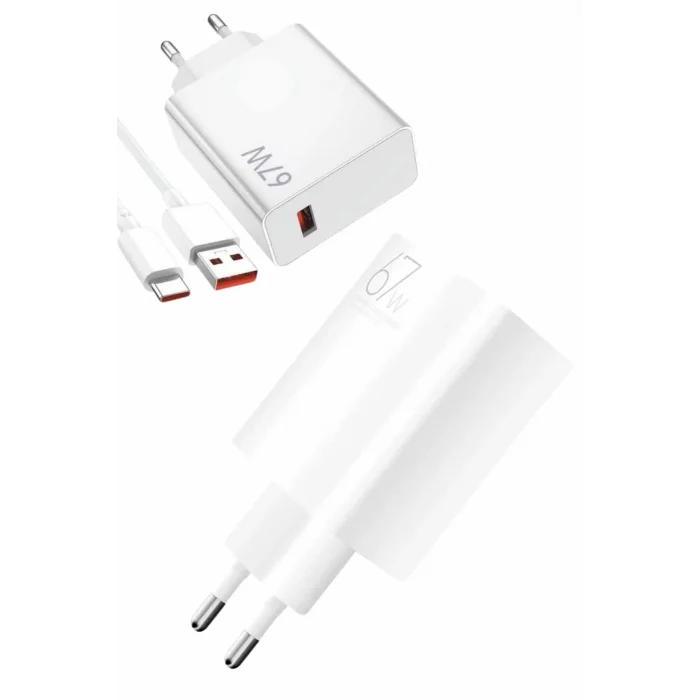 BUĞZ Beyaz Ultra Plus Hızlı Şarj Seti Şarj Adaptörü ve Kablosu 67W - BUĞZ