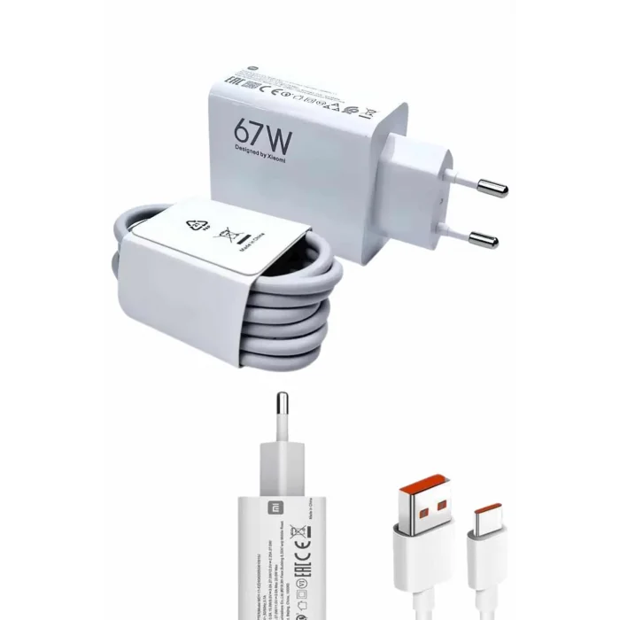 BUĞZ Beyaz Ultra Plus Hızlı Şarj Seti Şarj Adaptörü ve Kablosu 67W - BUĞZ