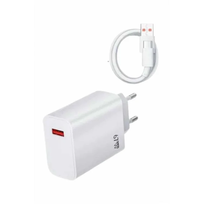 BUĞZ Beyaz Ultra Plus Hızlı Şarj Seti Şarj Adaptörü ve Kablosu 67W - Lisinya