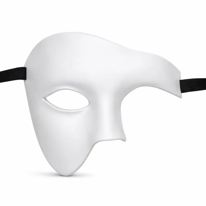 BUĞZ Beyaz Yarım Erkek Maske – Phantom Parti & Balo Maskesi